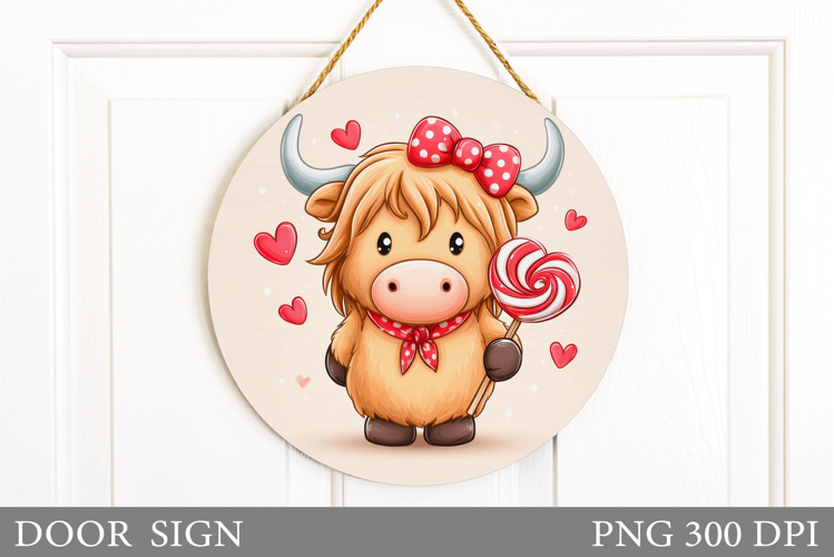 Valentines Cow Door Sign. Valentines Door Sign Sublimation