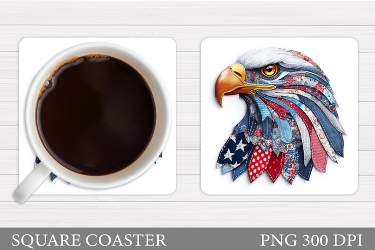 Patchwork Eagle Coaster Design. Patchwork Eagle Sublimation
