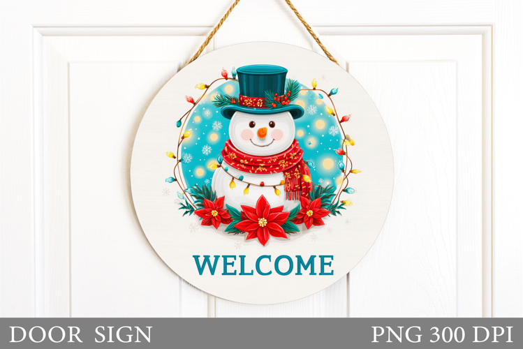 Cute Snowman Door Sign. Christmas Door Sign Design