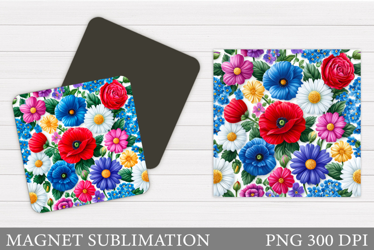 Flowers Magnet Sublimation. Floral Magnet Design
