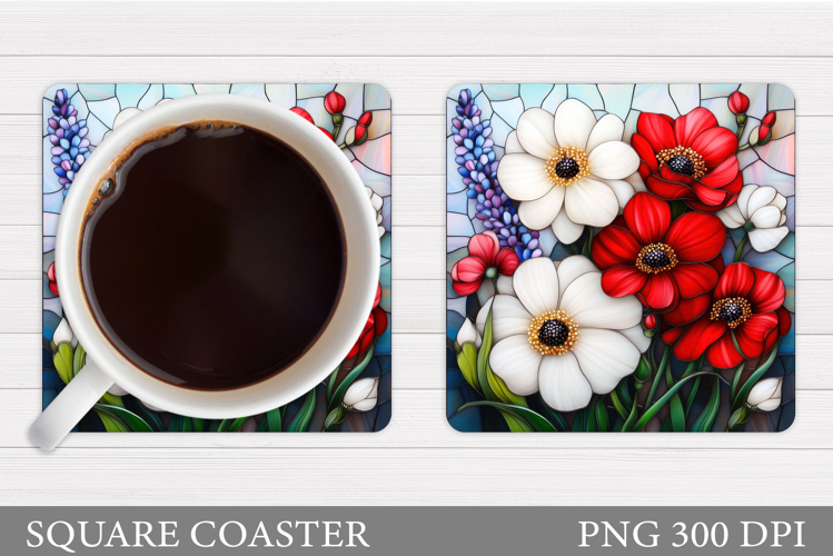 Flowers Coaster Sublimation. Floral Coaster Design
