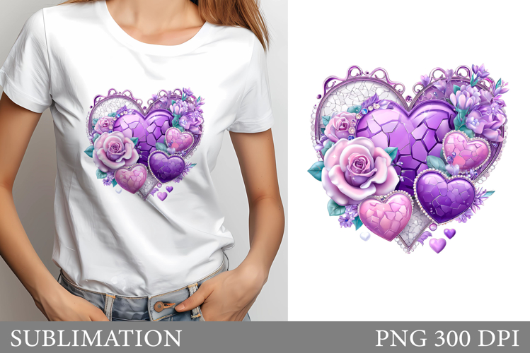 Heart T-Shirt Design. Valentine Heart Sublimation