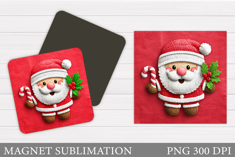 Santa Claus Magnet Sublimation. Christmas Magnet Design