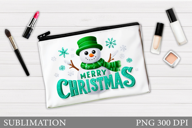 Snowman Cosmetics Bag. Christmas Makeup Bag Sublimation
