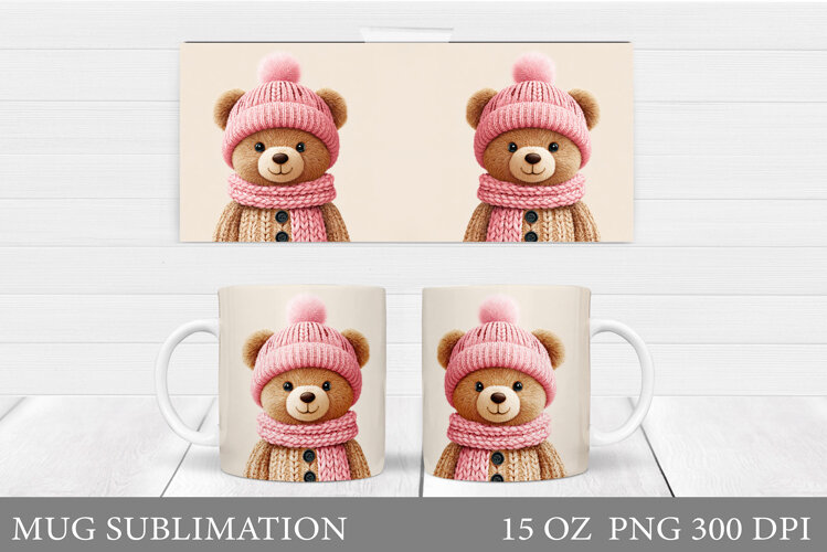 Cute Bear Mug Design. Christmas Mug Sublimation example image 1
