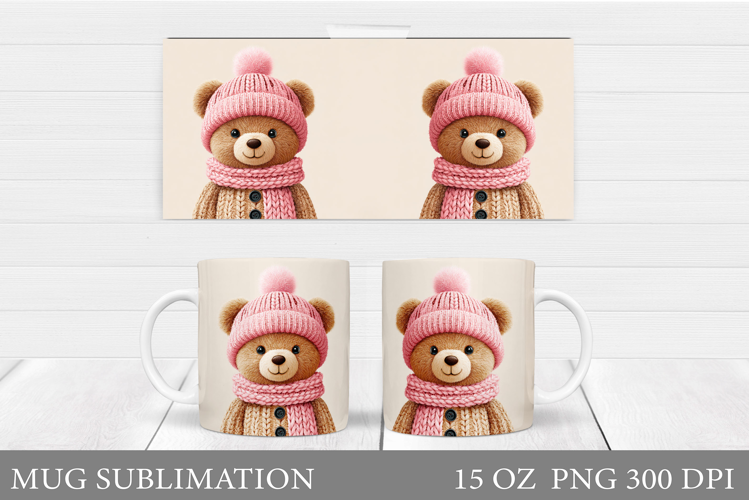 Cute Bear Mug Design. Christmas Mug Sublimation