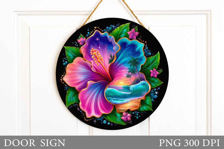 Hibiscus Door Sign Design. Sea Door Sign Sublimation