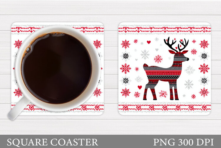 Reindeer Coaster Design. Christmas Coaster Sublimation example image 1