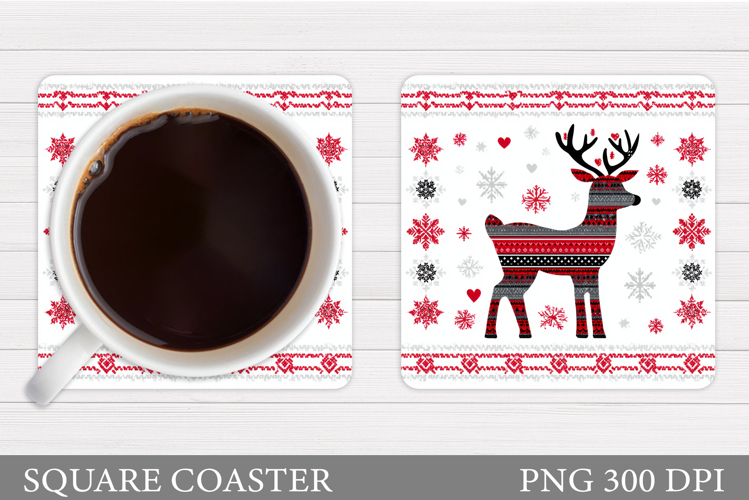 Reindeer Coaster Design. Christmas Coaster Sublimation