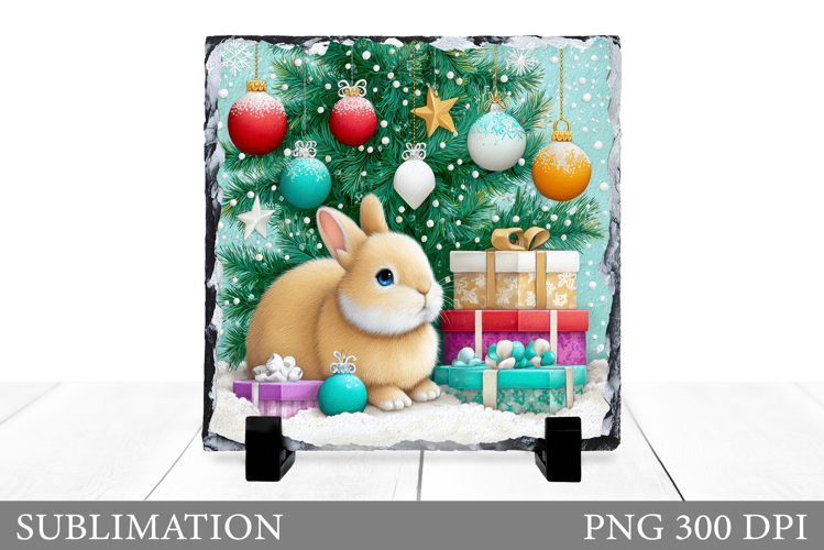 Christmas Bunny Sublimation. Christmas Bunny Slate Design