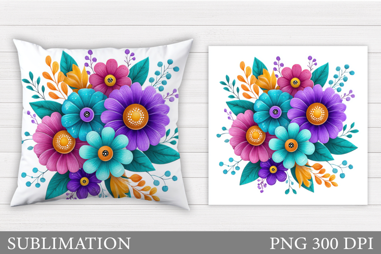 Flowers Pillow Design. Floral Pillow Sublimation