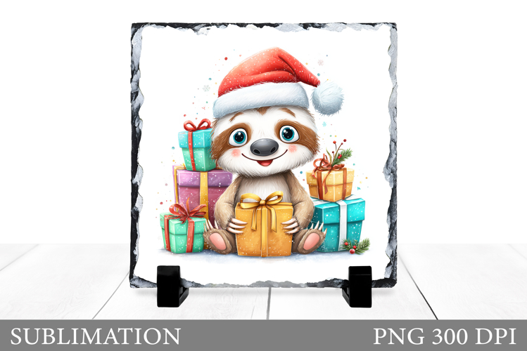 Christmas Sloth Sublimation. Christmas Sloth Slate Design