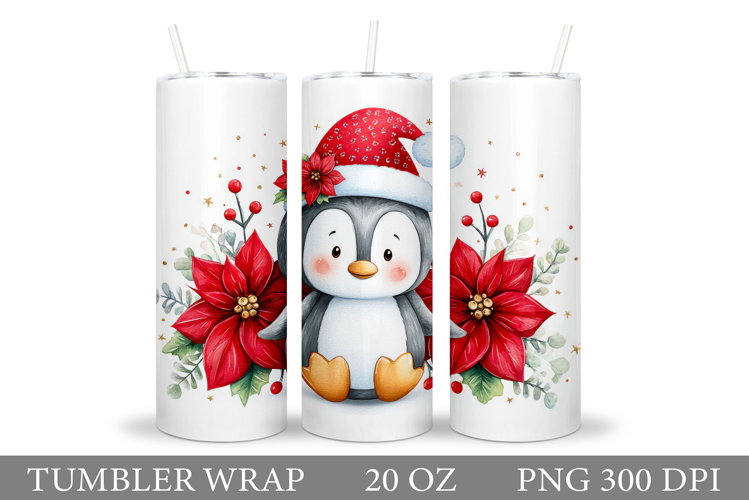 Cute Penguin Tumbler Design. Christmas Tumbler Sublimation
