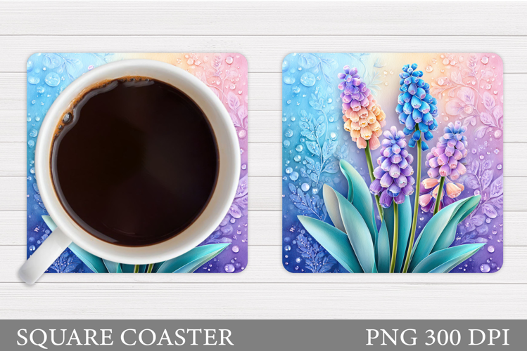 Flowers Coaster Sublimation. Floral Coaster Design