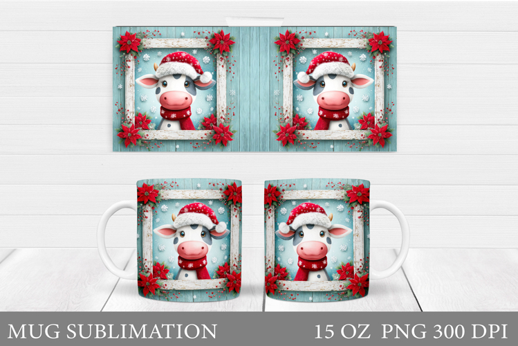 Christmas Cow Mug Design. Christmas Mug Sublimation