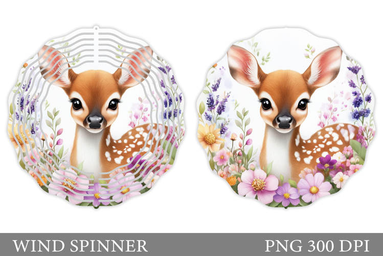 Cute Deer Wind Spinner. Deer Flowers Wind Spinner Design