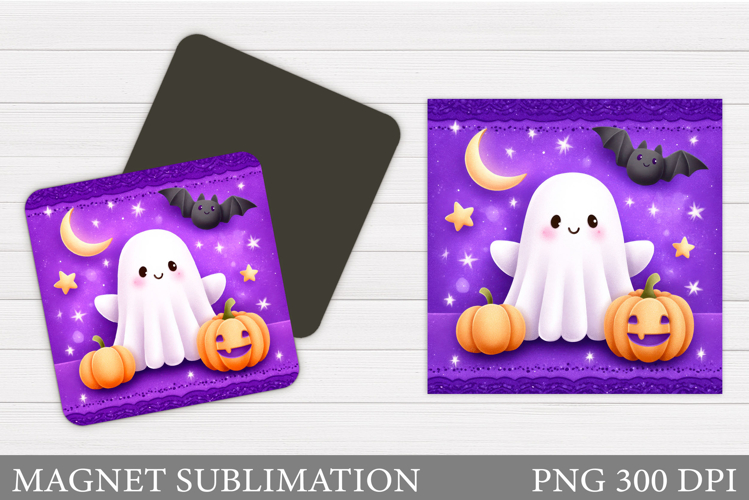 Cute Ghost Magnet Design. Halloween Magnet Sublimation