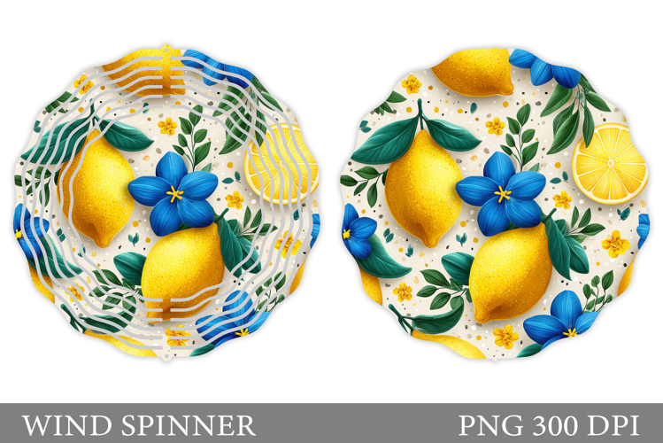 Lemons Wind Spinner Design. Flowers Wind Spinner Sublimation