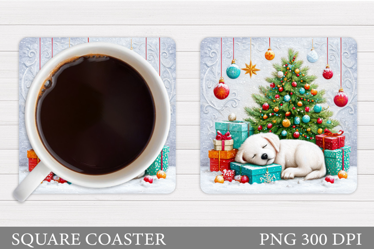 Christmas Dog Coaster. Christmas Coaster Sublimation