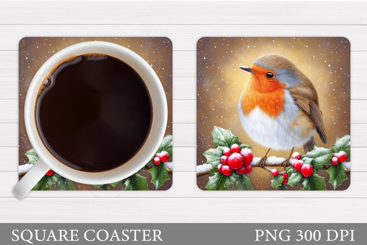 Christmas Bird Coaster Design. Christmas Coaster Sublimation