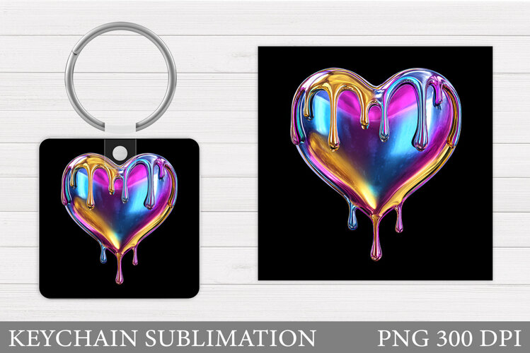 Heart Keychain Design. Valentine Keychain Sublimation example image 1