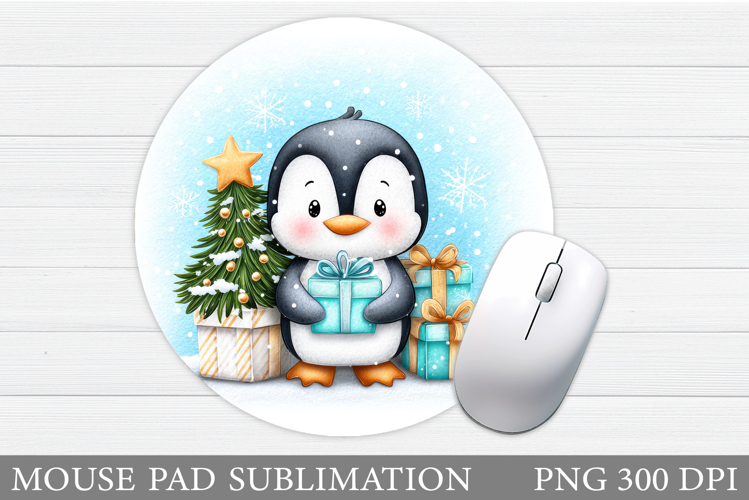 Christmas Penguin Mouse Pad. Christmas Mouse Pad Design