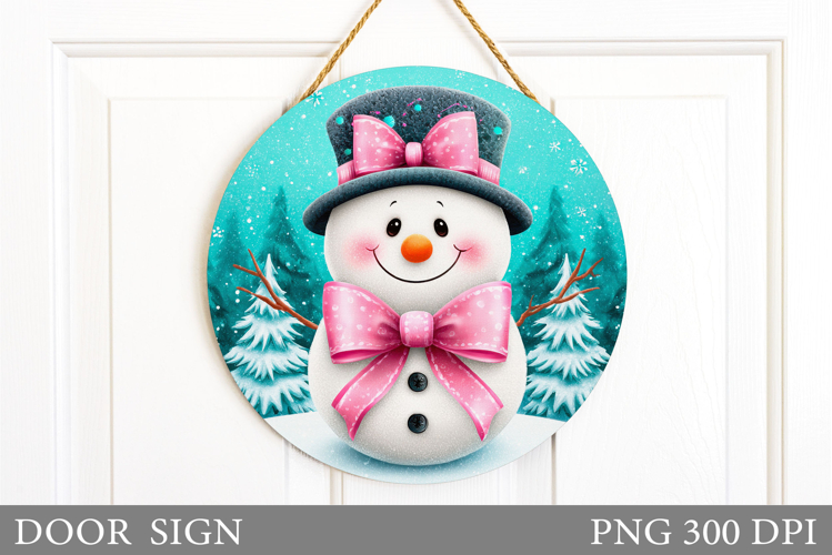 Cute Snowman Door Sign Design. Christmas Sublimation