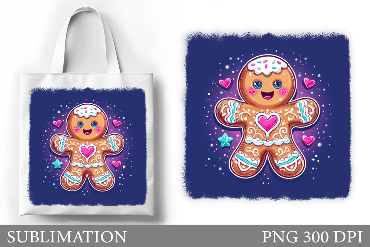 Gingerbread Tote Bag Sublimation. Christmas Tote Bag Design