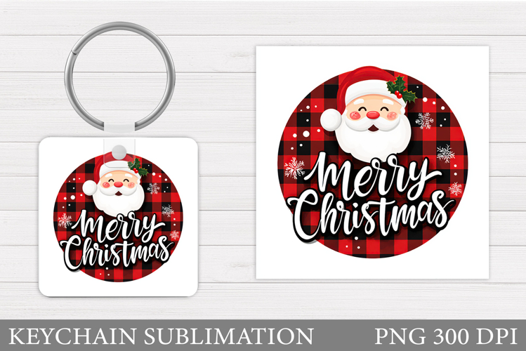 Cute Santa Claus Keychain. Christmas Keychain Sublimation