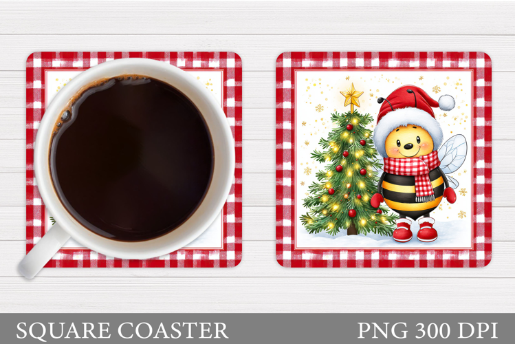 Christmas Bee Coaster. Christmas Coaster Sublimation