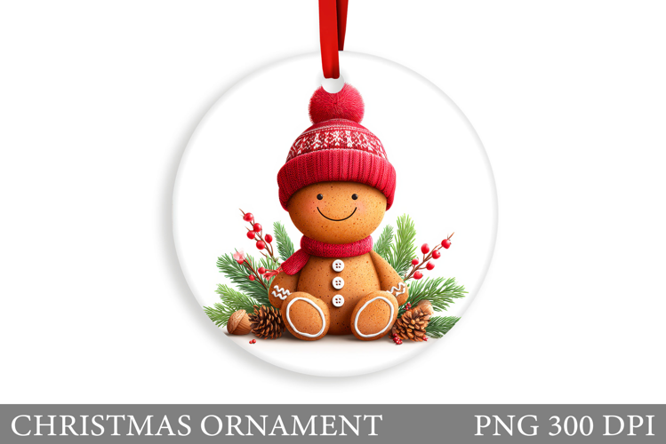 Gingerbread Christmas Ornament. Cute Raccoon Sublimation