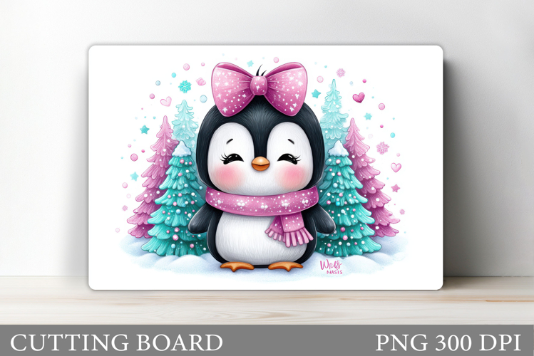 Cute Penguin Cutting Board. Christmas Cutting Board Design