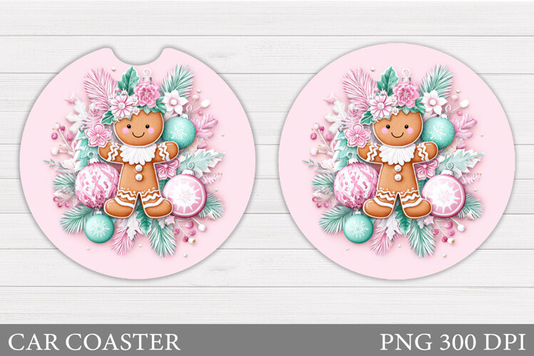 Gingerbread Car Coaster. Christmas Car Coaster Sublimation example image 1