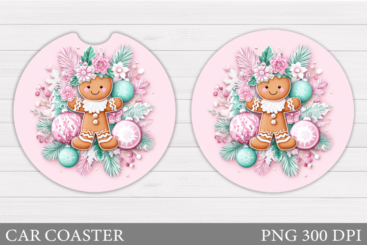 Gingerbread Car Coaster. Christmas Car Coaster Sublimation