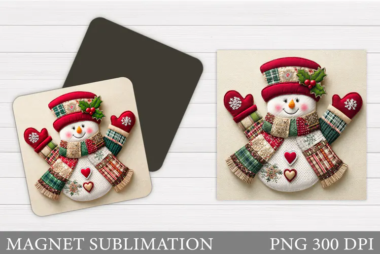 Cute Snowman Magnet Design. Christmas Magnet Sublimation