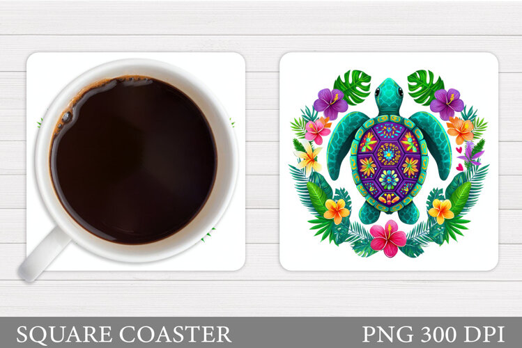 Sea Turtle Coaster Design. Turtle Coaster Sublimation example image 1