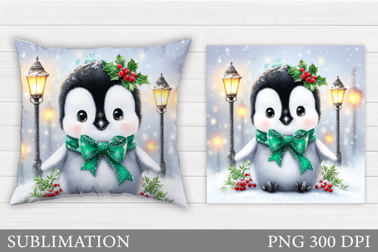 Christmas Penguin Pillow. Christmas Pillow Design example image 1