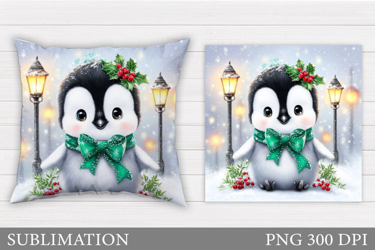 Christmas Penguin Pillow. Christmas Pillow Design
