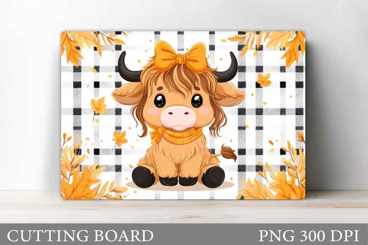 Highland Cow Cutting Board. Fall Cow Cutting Board Design