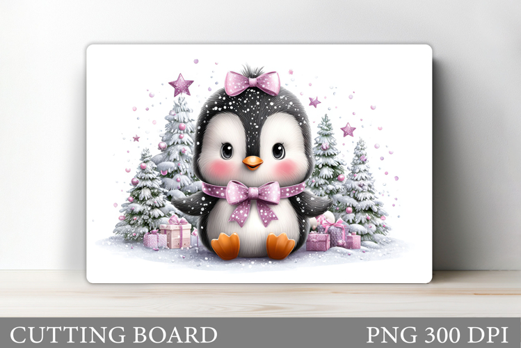 Cute Penguin Cutting Board. Christmas Cutting Board Design