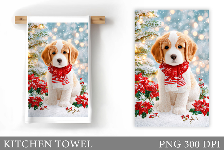 Christmas Dog Kitchen Towel. Christmas Kitchen Towel Design