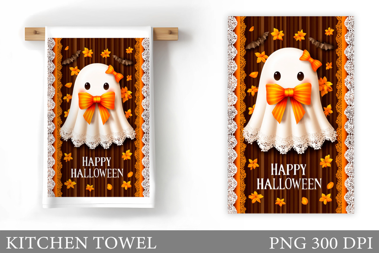 Halloween Ghost Towel Design. Halloween Kitchen Towel