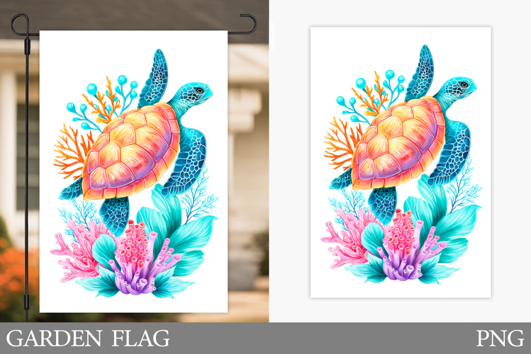 Cute Turtle Garden Flag Design. Sea Turtle Sublimation