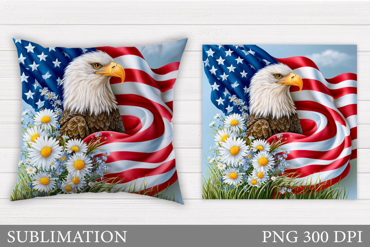 Patriotic Eagle Pillow Design. Patriotic Pillow Sublimation example image 1