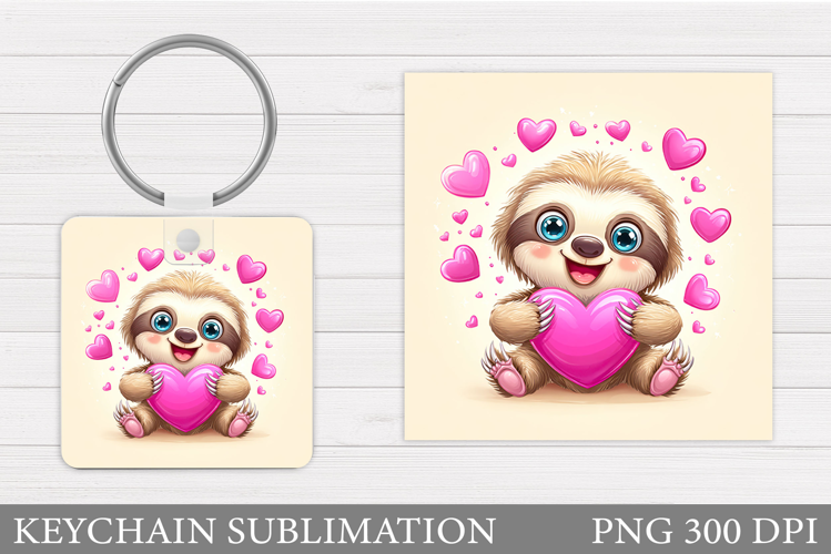 Valentines Sloth Keychain. Valentine Keychain Design