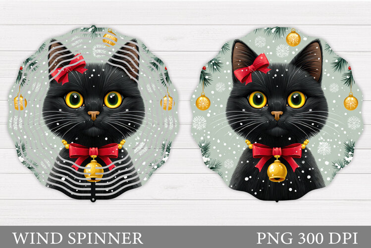 Christmas Cat Wind Spinner. Christmas Wind Spinner Design example image 1