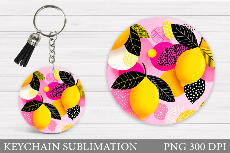 Lemons Keychain Sublimation. Lemons Keychain Design