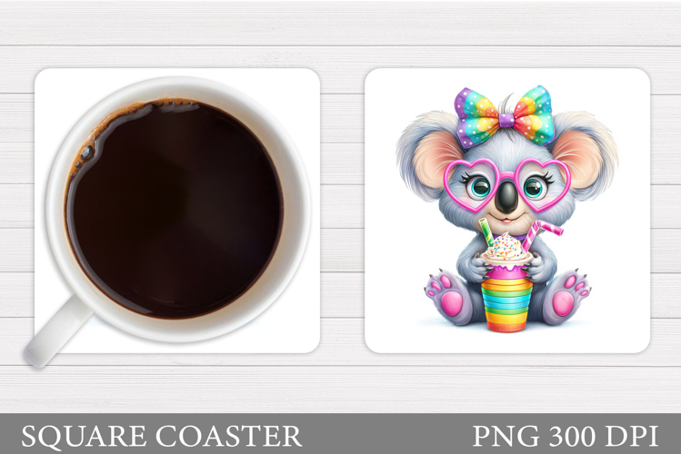 Funny Koala Coaster Design. Cute Koala Sublimation