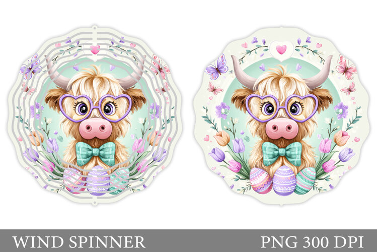 Easter Cow Wind Spinner. Easter Wind Spinner Sublimation example image 1