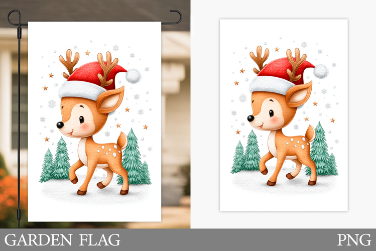 Christmas Deer Garden Flag. Christmas Garden Flag Design